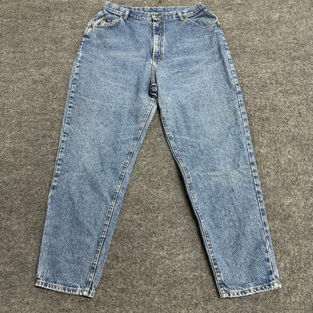 Lee Jeans Womens Size 18 M Blue High Waisted Mom Relaxed Tapered Denim USA Made